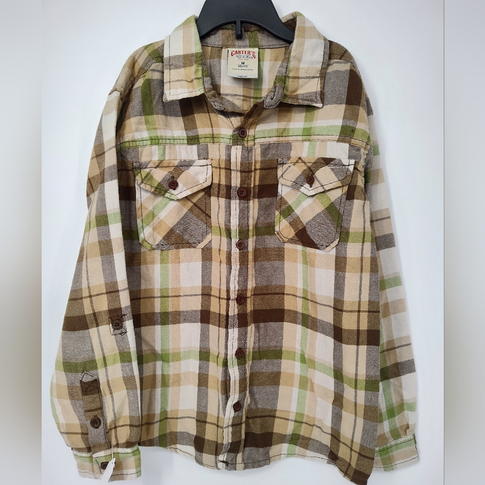 Carter's Watch The Wear Plaid Flannel Button-Down Shirt Boys Medium